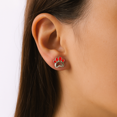 Pequeños Y Adorables Pendientes En Forma De Huella De Perro, De Plata 925, Elegantes Y De Estilo Casual, Adecuados Para Mujeres En Su Día A Día