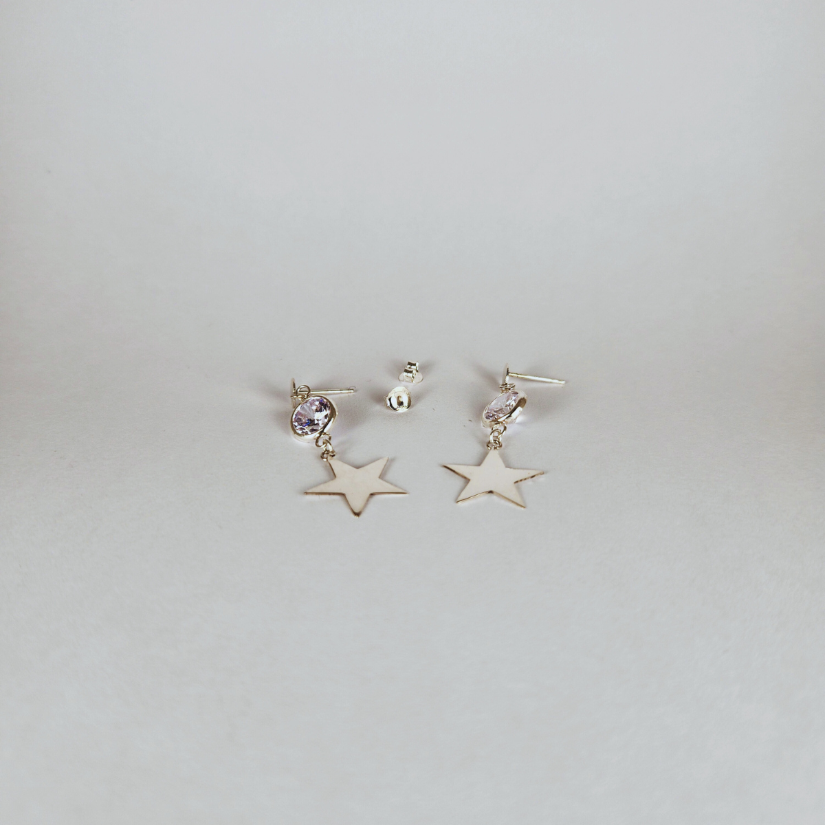 Aros Estrella Plata 925 con Zirconia Colgante