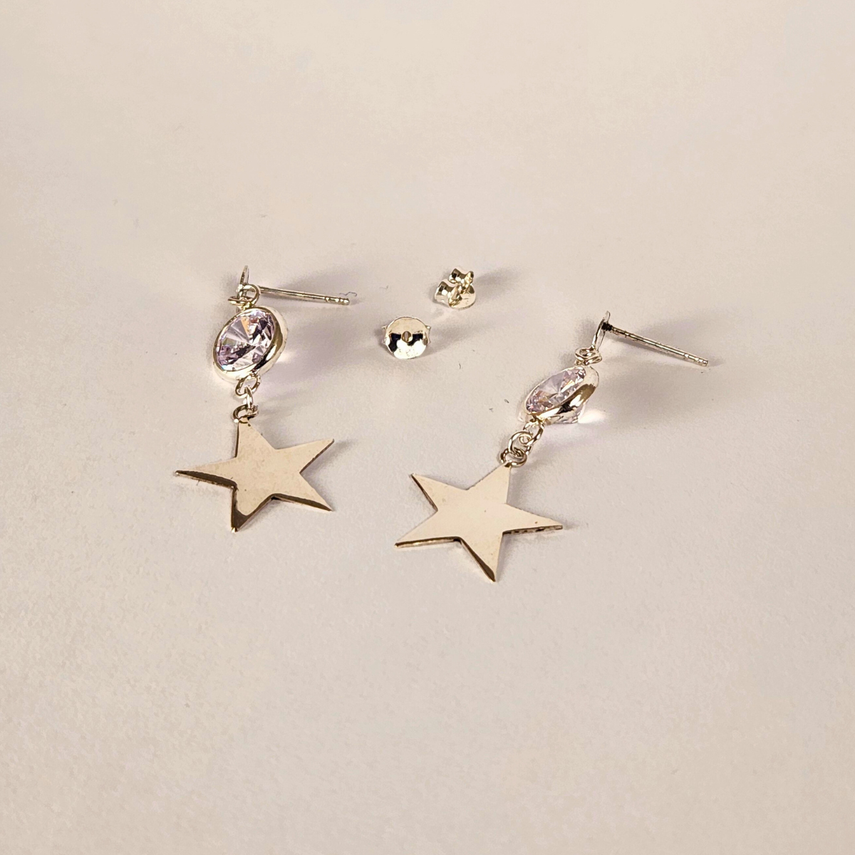 Aros Estrella Plata 925 con Zirconia Colgante