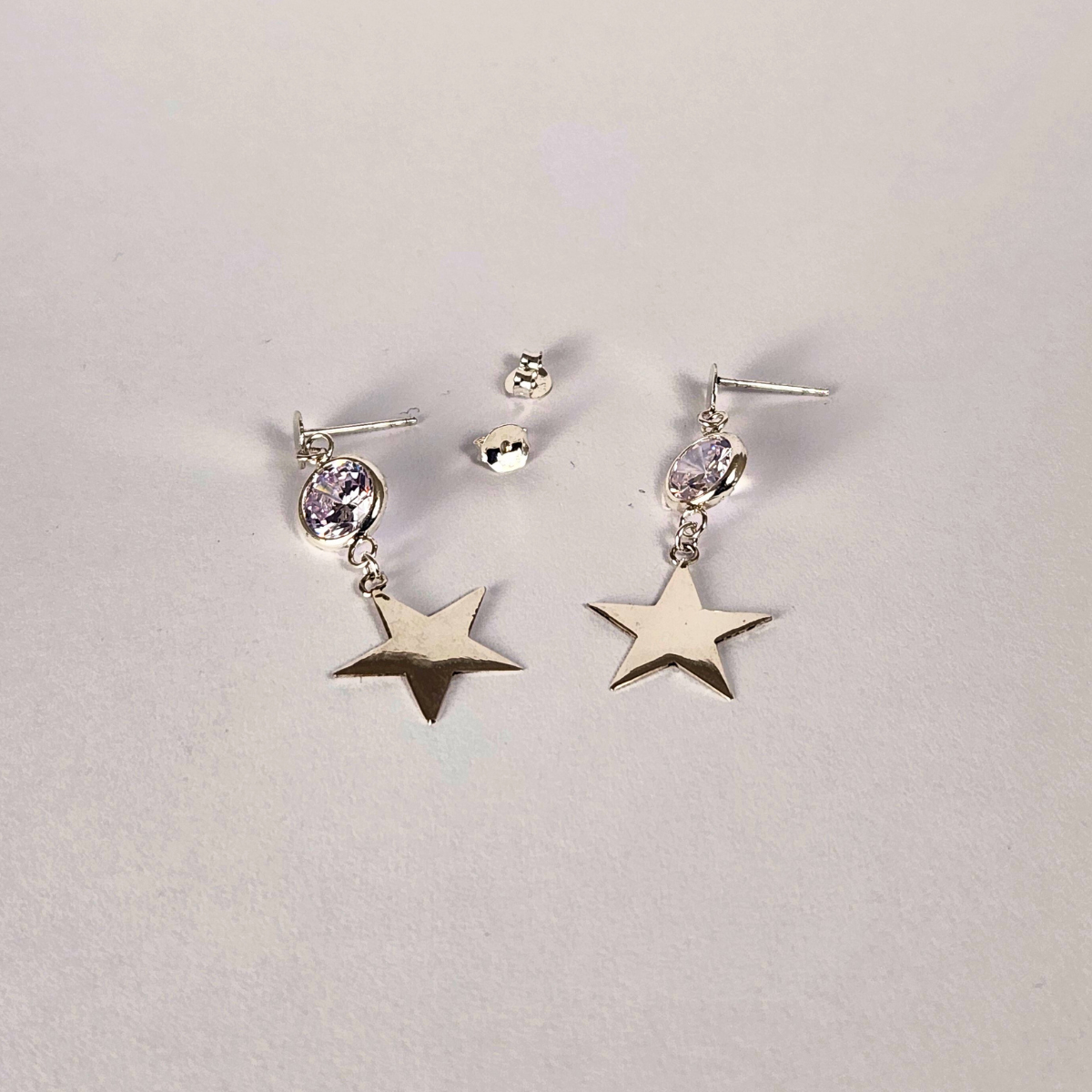 Aros Estrella Plata 925 con Zirconia Colgante