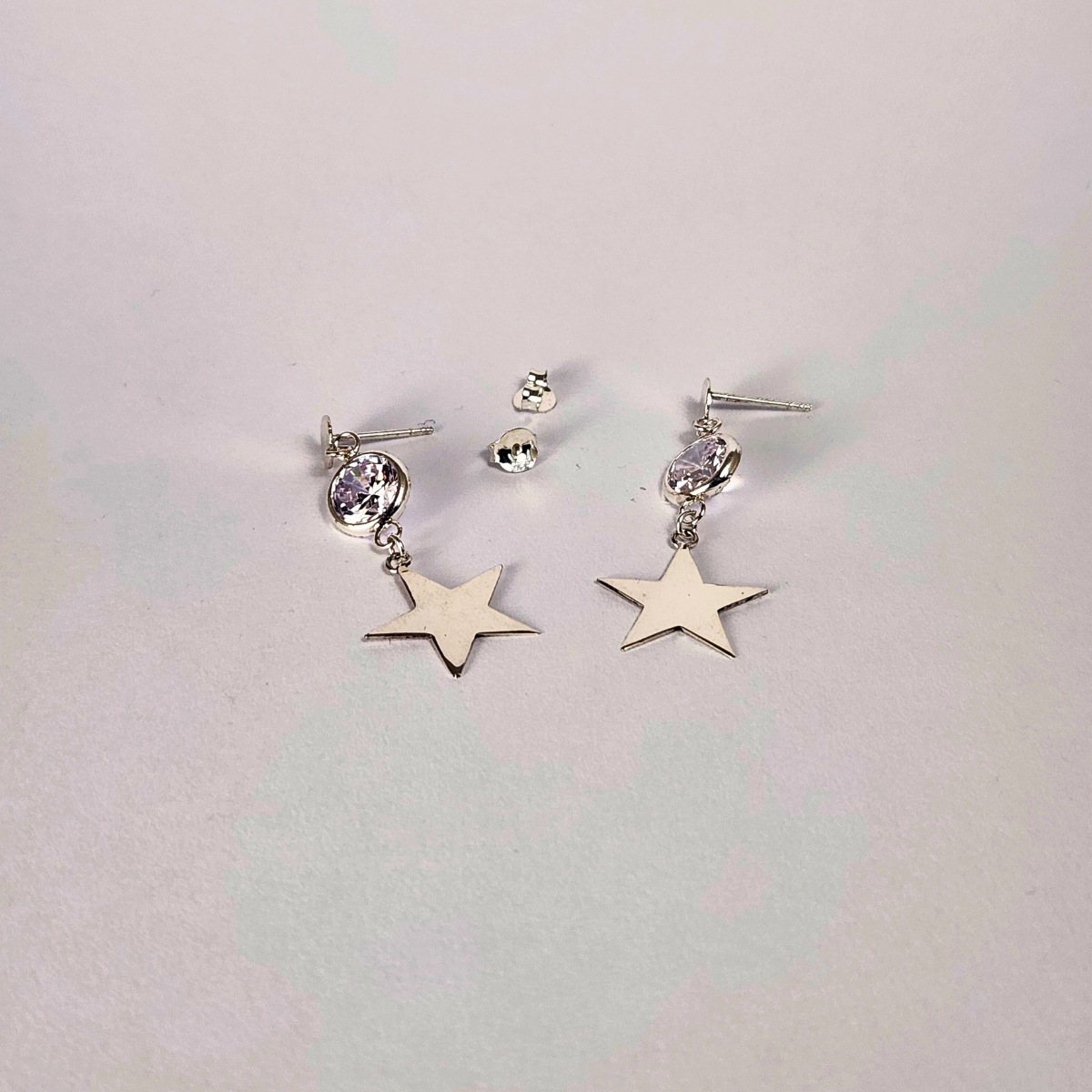 Aros Estrella Plata 925 con Zirconia Colgante