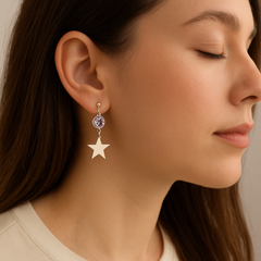 Aros Estrella Plata 925 con Zirconia Colgante