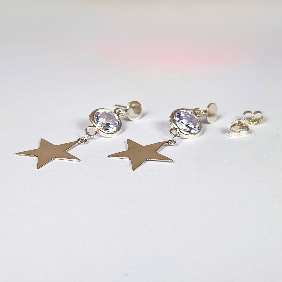 Aros Estrella Plata 925 con Zirconia Colgante