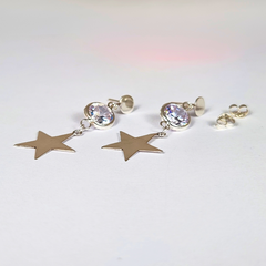 Aros Estrella Plata 925 con Zirconia Colgante