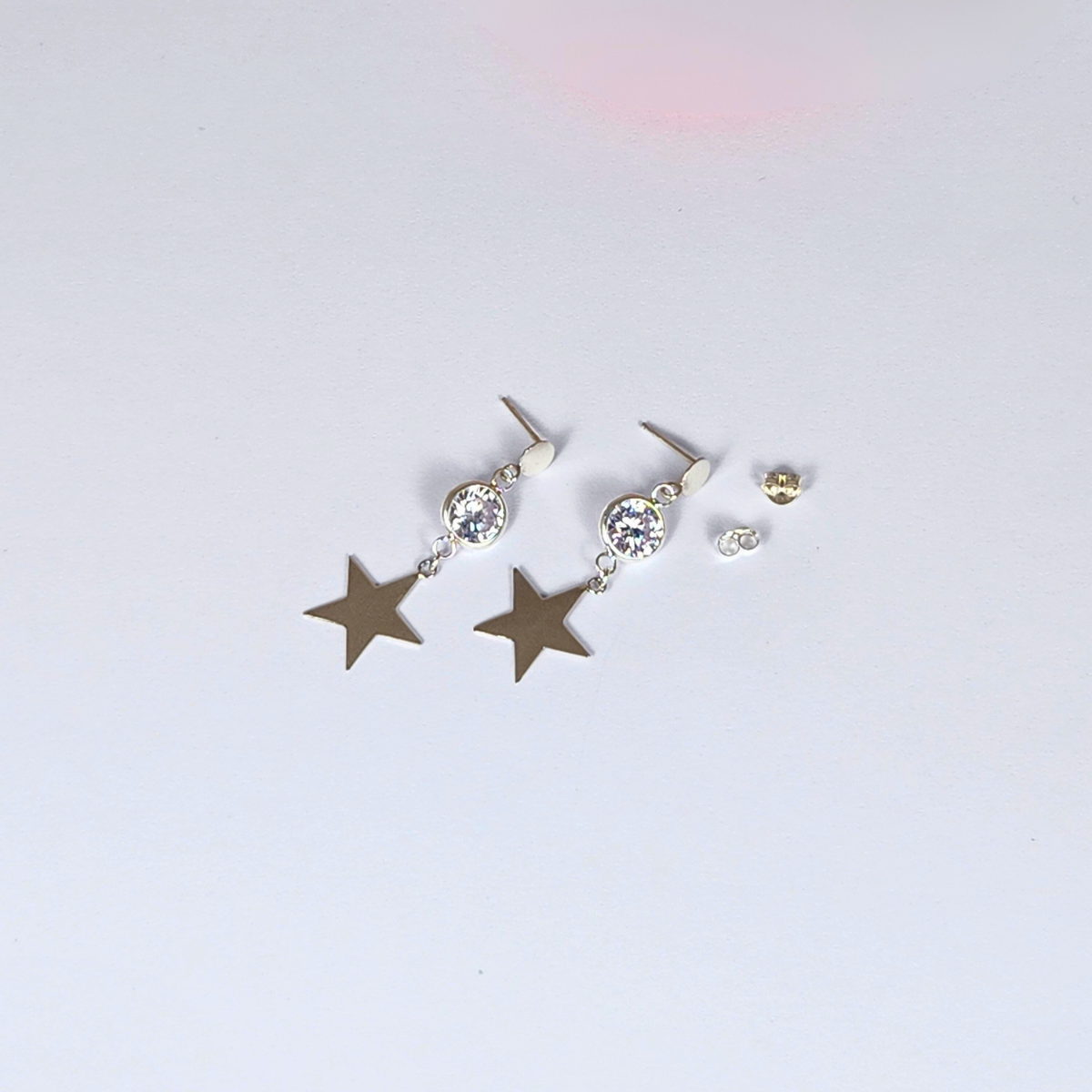 Aros Estrella Plata 925 con Zirconia Colgante