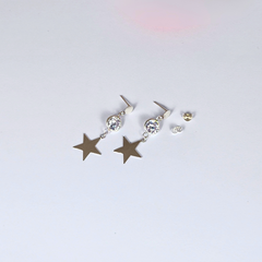 Aros Estrella Plata 925 con Zirconia Colgante